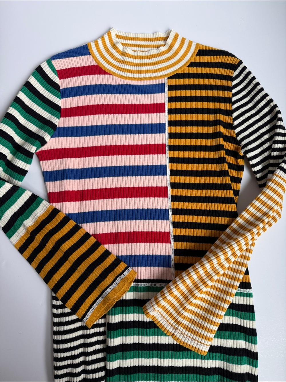 L.F. Markey Striped Multi-Color Ribbed Sweater Top